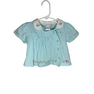 Baby Grand Infants' Vintage Waffle Knit Scalloped Lace Trim Top Blue 6-9M